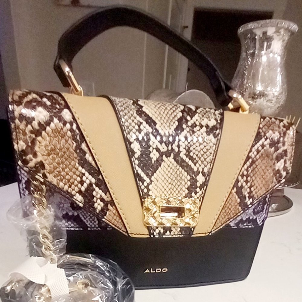 ALDO Snake Chain Leather Strap Luxurious Crossbody Shoulder Purse
